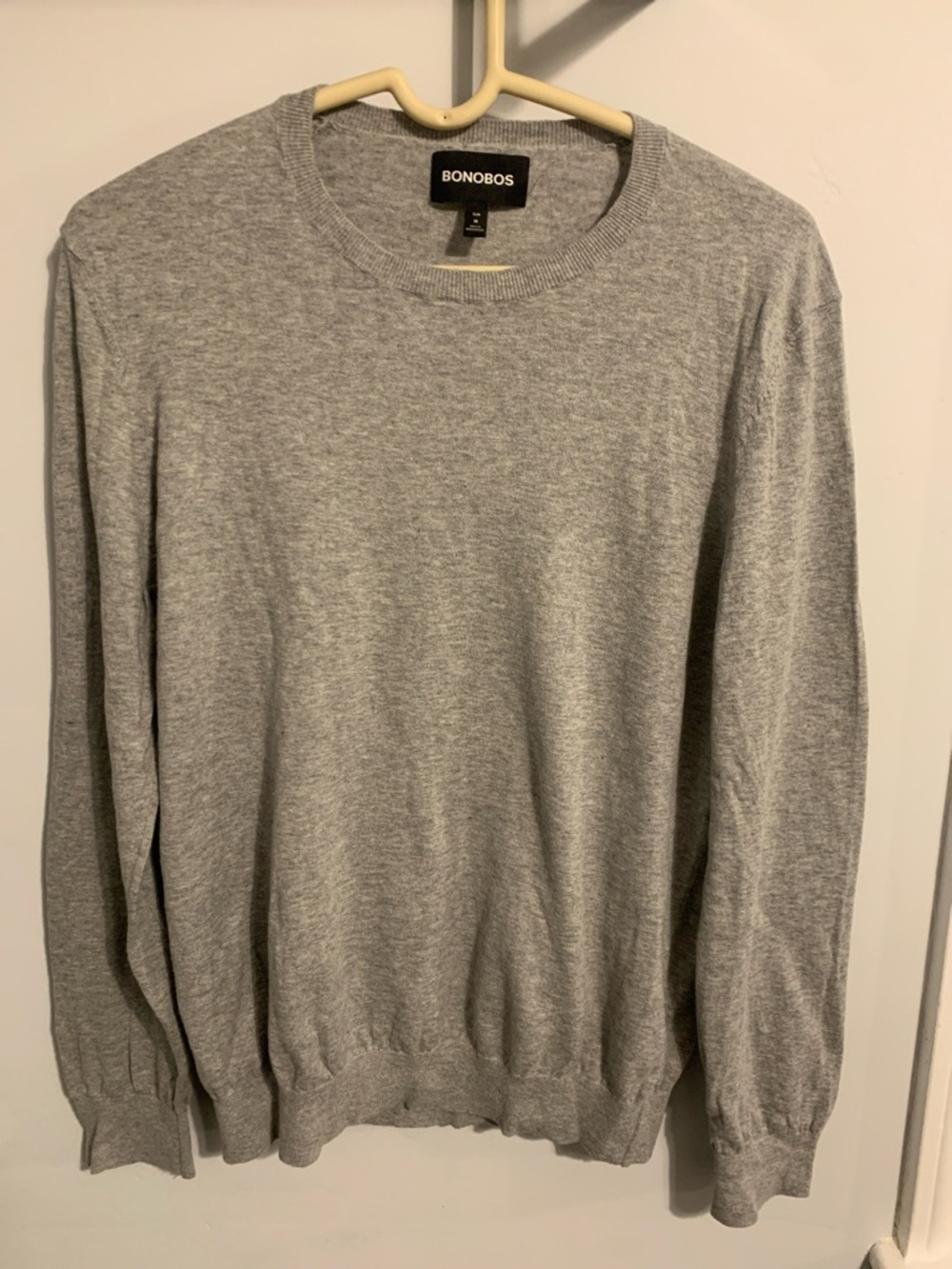 Bonobos Light Gray Crewneck Knit Sweater - Size Medium Slim